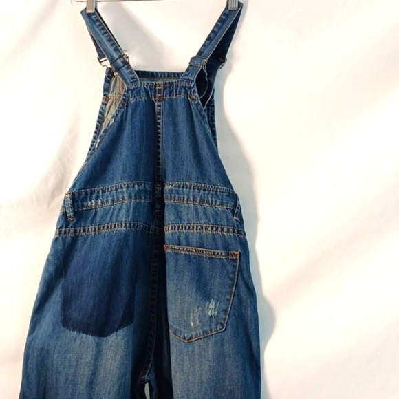 VICI OVERALLS Distressed Frayed Dark Blue Sz Small AMAZING JEANS! Super Cute!! - Picture 10 of 16